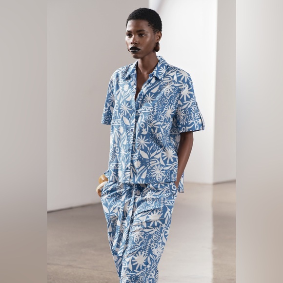 ZARA NWT ZW COLLECTION PRINTED PANTS - Picture 9 of 10